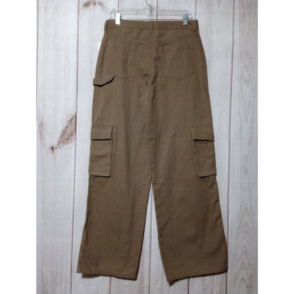 Abound Pants Ladies 29 Tan Khakis Cargo‎ Pocket Wide Leg - Picture 2 of 7